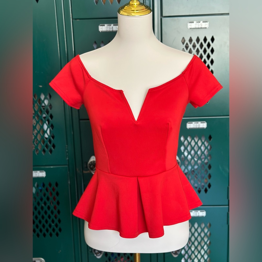 TFNC off the shoulder peplum cherry red top